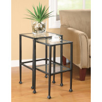 Coaster Furniture 901073 2-piece Glass Top Nesting Tables Black